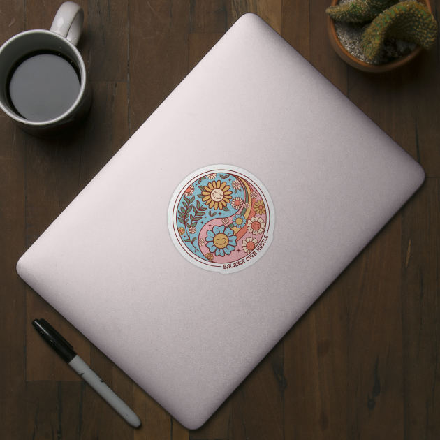 Balance Over Hustle Retro Yin Yang by Luxinda